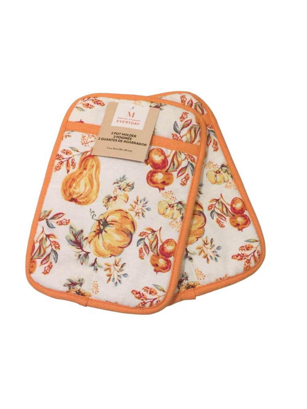 Martha Stewart Everyday Autumnal Pot Holders Set of 2 Pocket Front Rubber Backin